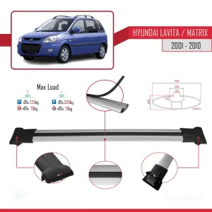 Hyundai Lavita / Matrix (FC) 2001-2010 Arası ile uyumlu FLY Model Ara Atkı Tavan Barı GRİ 3 ADET BAR thumb 4