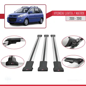 Hyundai Lavita / Matrix (FC) 2001-2010 Arası ile uyumlu FLY Model Ara Atkı Tavan Barı GRİ 3 ADET BAR thumb 5