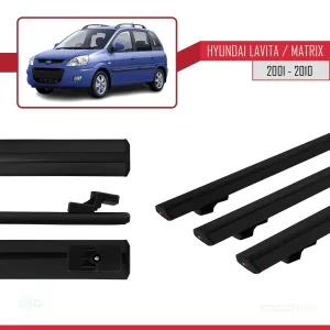 Hyundai Lavita / Matrix (FC) 2001-2010 Arası ile uyumlu Basic Model Ara Atkı Tavan Barı SİYAH 3 ADET - Görsel 3