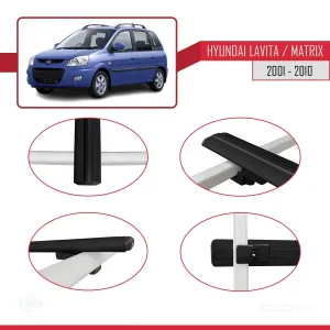 Hyundai Lavita / Matrix (FC) 2001-2010 Arası ile uyumlu Basic Model Ara Atkı Tavan Barı SİYAH 3 ADET - Görsel 4