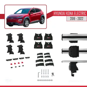 Hyundai Kona Electric 2018-2022 Arası ile uyumlu ACE-4 Ara Atkı Tavan Barı GRİ thumb 5