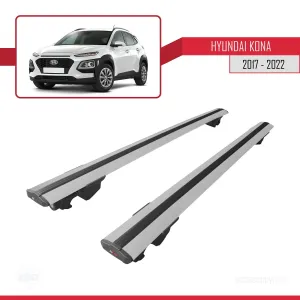 Hyundai Kona 2017-2022 Arası ile Uyumlu HOOK Model Anahtar Kilitli Ara Atkı Tavan Barı GRİ thumb 4