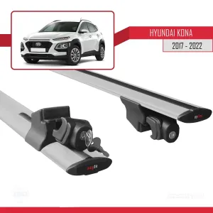 Hyundai Kona 2017-2022 Arası ile Uyumlu HOOK Model Anahtar Kilitli Ara Atkı Tavan Barı GRİ thumb 5
