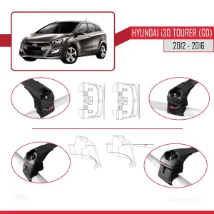 Hyundai i30 Tourer (GD) 2012-2016 Arası ile uyumlu ACE-2 Ara Atkı Tavan Barı SİYAH - Görsel 4