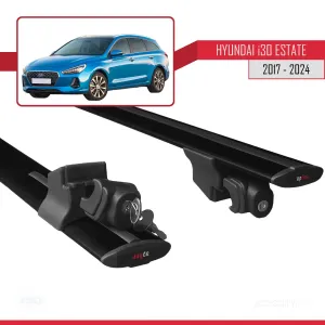 Hyundai i30 ESTATE 2017 ve Sonrası ile uyumlu HOOK Model Anahtar Kilitli Ara Atkı Tavan Barı SİYAH thumb 5