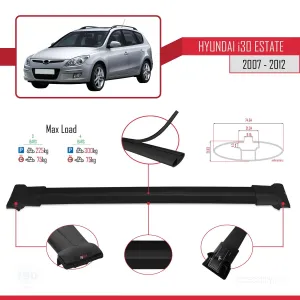 Hyundai İ30 ESTATE 2007-2012 Arası ile Uyumlu FLY Model Ara Atkı Tavan Barı SİYAH 3 ADET BAR thumb 4