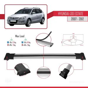 Hyundai İ30 ESTATE 2007-2012 Arası ile Uyumlu FLY Model Ara Atkı Tavan Barı GRİ 3 ADET BAR thumb 4