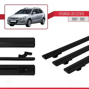 Hyundai İ30 ESTATE 2007-2012 Arası ile uyumlu Basic Model Ara Atkı Tavan Barı SİYAH 3 ADET thumb 3