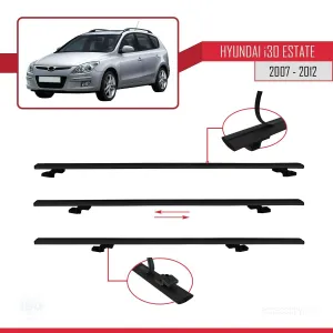 Hyundai İ30 ESTATE 2007-2012 Arası ile uyumlu Basic Model Ara Atkı Tavan Barı SİYAH 3 ADET thumb 5