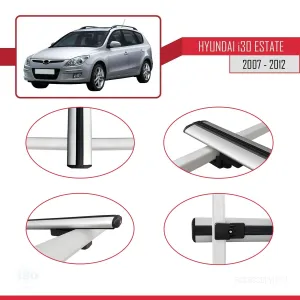 Hyundai İ30 ESTATE 2007-2012 Arası ile uyumlu Basic Model Ara Atkı Tavan Barı GRİ 3 ADET thumb 4