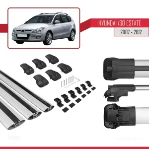 Hyundai İ30 ESTATE 2007-2012 Arası ile uyumlu ACE-1 Ara Atkı Tavan Barı GRİ 3 ADET BAR thumb 5