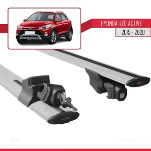 Hyundai i20 Active 2015-2020 Arası ile uyumlu HOOK Model Anahtar Kilitli Ara Atkı Tavan Barı GRİ thumb 5