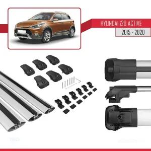 Hyundai i20 ACTIVE 2015-2020 Arası ile uyumlu ACE-1 Ara Atkı Tavan Barı GRİ 3 ADET BAR thumb 5
