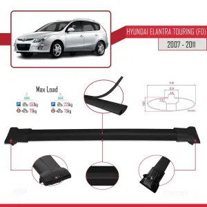 Hyundai Elantra Touring (FD) 2007-2011 Arası ile Uyumlu FLY Model Ara Atkı Tavan Barı SİYAH - Görsel 4