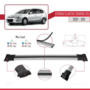Hyundai Elantra Touring (FD) 2007-2011 Arası ile Uyumlu FLY Model Ara Atkı Tavan Barı GRİ 3 ADET BAR thumb 4