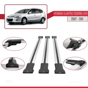 Hyundai Elantra Touring (FD) 2007-2011 Arası ile Uyumlu FLY Model Ara Atkı Tavan Barı GRİ 3 ADET BAR thumb 5