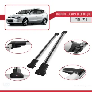 Hyundai Elantra Touring (FD) 2007-2011 Arası ile Uyumlu FLY Model Ara Atkı Tavan Barı GRİ - Görsel 5
