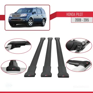 Honda Pilot YF3/YF4 2009-2015 Arası ile uyumlu FLY Model Ara Atkı Tavan Barı SİYAH 3 ADET BAR - Görsel 5