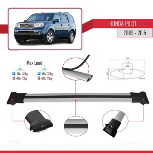 Honda Pilot 2009-2015 Arası ile uyumlu FLY Model Ara Atkı Tavan Barı GRİ thumb 4