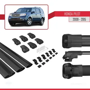 Honda Pilot YF3/YF4 2009-2015 Arası ile uyumlu ACE-1 Ara Atkı Tavan Barı SİYAH 3 ADET BAR - Görsel 5