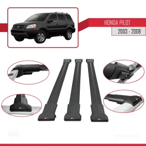 Honda Pilot YF1/YF2 2003-2008 Arası ile Uyumlu FLY Model Ara Atkı Tavan Barı SİYAH 3 ADET BAR - Görsel 5