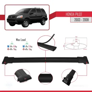 Honda Pilot YF1/YF2 2003-2008 Arası ile uyumlu FLY Model Ara Atkı Tavan Barı SİYAH - Görsel 4