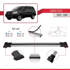 Honda Pilot YF1/YF2 2003-2008 Arası ile uyumlu FLY Model Ara Atkı Tavan Barı GRİ - Görsel 4