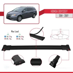 Honda Odyssey RL5 2011-2017 Arası ile Uyumlu FLY Model Ara Atkı Tavan Barı SİYAH 3 ADET BAR - Görsel 4