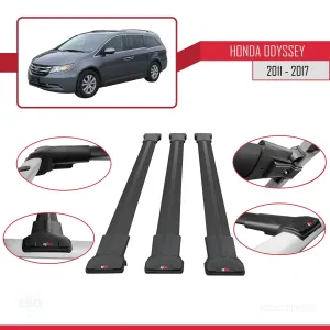 Honda Odyssey RL5 2011-2017 Arası ile Uyumlu FLY Model Ara Atkı Tavan Barı SİYAH 3 ADET BAR - Görsel 5