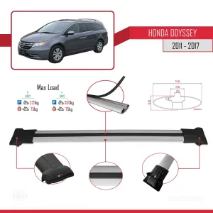 Honda Odyssey RL5 2011-2017 Arası ile Uyumlu FLY Model Ara Atkı Tavan Barı GRİ 3 ADET BAR - Görsel 4