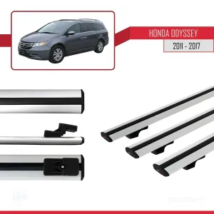 Honda Odyssey RL5 2011-2017 Arası ile uyumlu Basic Model Ara Atkı Tavan Barı GRİ 3 ADET - Görsel 3