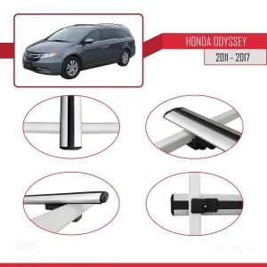 Honda Odyssey RL5 2011-2017 Arası ile uyumlu Basic Model Ara Atkı Tavan Barı GRİ 3 ADET - Görsel 4