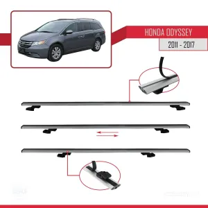 Honda Odyssey RL5 2011-2017 Arası ile uyumlu Basic Model Ara Atkı Tavan Barı GRİ 3 ADET - Görsel 5