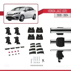 Honda Jazz / Fit (GR) 2020 ve Sonrası ile uyumlu ACE-4 Ara Atkı Tavan Barı GRİ thumb 5