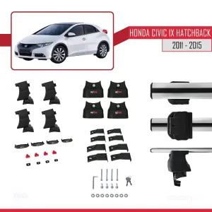 Honda Civic IX Hatchback 2011-2015 Arası ile uyumlu ACE-4 Ara Atkı Tavan Barı GRİ thumb 4