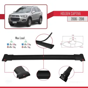 Holden Captiva 2006-2018 Arası ile Uyumlu FLY Model Ara Atkı Tavan Barı SİYAH thumb 4