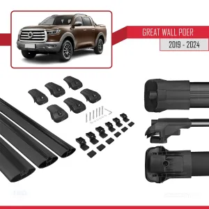 Great Wall Poer 2019 ve Sonrası ile uyumlu ACE-1 Ara Atkı Tavan Barı SİYAH 3 ADET BAR thumb 5