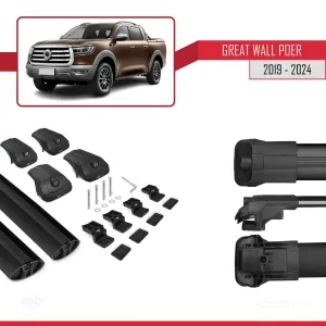 Great Wall Poer P71 2019 ve Sonrası ile uyumlu ACE-1 Ara Atkı Tavan Barı SİYAH - Görsel 5