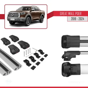 Great Wall Poer 2019 ve Sonrası ile uyumlu ACE-1 Ara Atkı Tavan Barı GRİ thumb 5