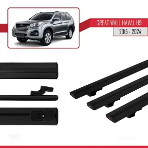 Great Wall Haval H9 2015 ve Sonrası ile uyumlu Basic Model Ara Atkı Tavan Barı SİYAH 3 ADET thumb 5