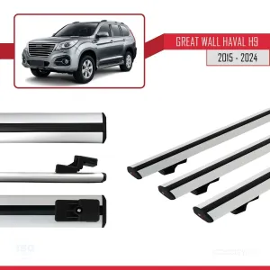 Great Wall Haval H9 2015 ve Sonrası ile uyumlu Basic Model Ara Atkı Tavan Barı GRİ 3 ADET thumb 5
