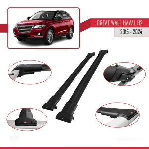 Great Wall Haval H2 2015 ve Sonrası ile Uyumlu FLY Model Ara Atkı Tavan Barı SİYAH thumb 5