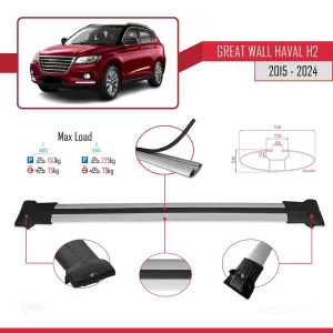 Great Wall Haval H2 2015 ve Sonrası ile Uyumlu FLY Model Ara Atkı Tavan Barı GRİ thumb 4
