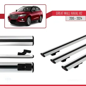 Great Wall Haval H2 CC7150FM 2015-2021 ile uyumlu Basic Model Ara Atkı Tavan Barı GRİ 3 ADET - Görsel 5