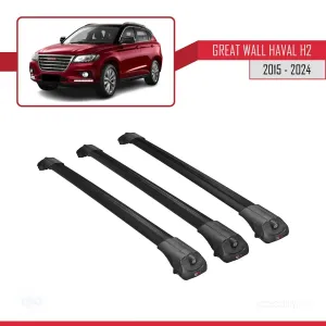 Great Wall Haval H2 CC7150FM 2015-2021 ile uyumlu ACE-1 Ara Atkı Tavan Barı SİYAH 3 ADET BAR - Görsel 3