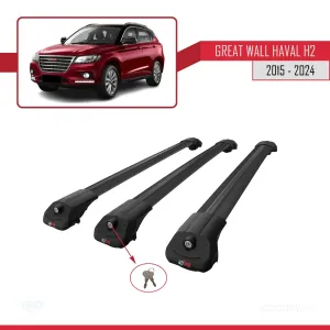 Great Wall Haval H2 CC7150FM 2015-2021 ile uyumlu ACE-1 Ara Atkı Tavan Barı SİYAH 3 ADET BAR - Görsel 4