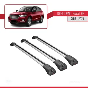 Great Wall Haval H2 CC7150FM 2015-2021 ile uyumlu ACE-1 Ara Atkı Tavan Barı GRİ 3 ADET BAR - Görsel 3