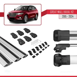 Great Wall Haval H2 CC7150FM 2015-2021 ile uyumlu ACE-1 Ara Atkı Tavan Barı GRİ 3 ADET BAR - Görsel 5