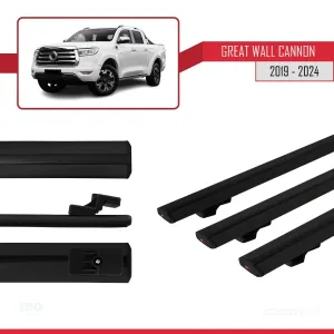 Great Wall Cannon 2019 ve Sonrası ile uyumlu Basic Model Ara Atkı Tavan Barı SİYAH 3 ADET thumb 5