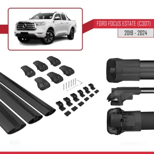 Great Wall Cannon P71 2019 ve Sonrası ile uyumlu ACE-1 Ara Atkı Tavan Barı SİYAH 3 ADET BAR - Görsel 5